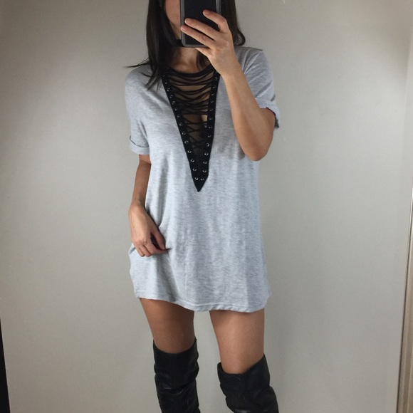 Tops - Deep V Criss cross Tee